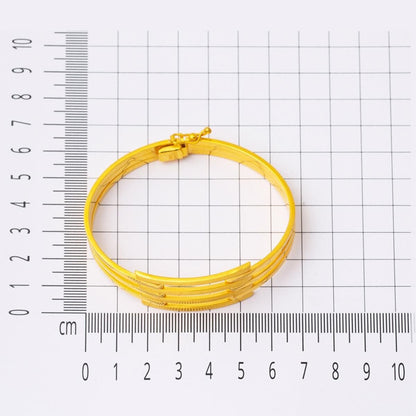 22K Yellow Gold Ribbed Hinged Cuff Bangle (22.18 g)