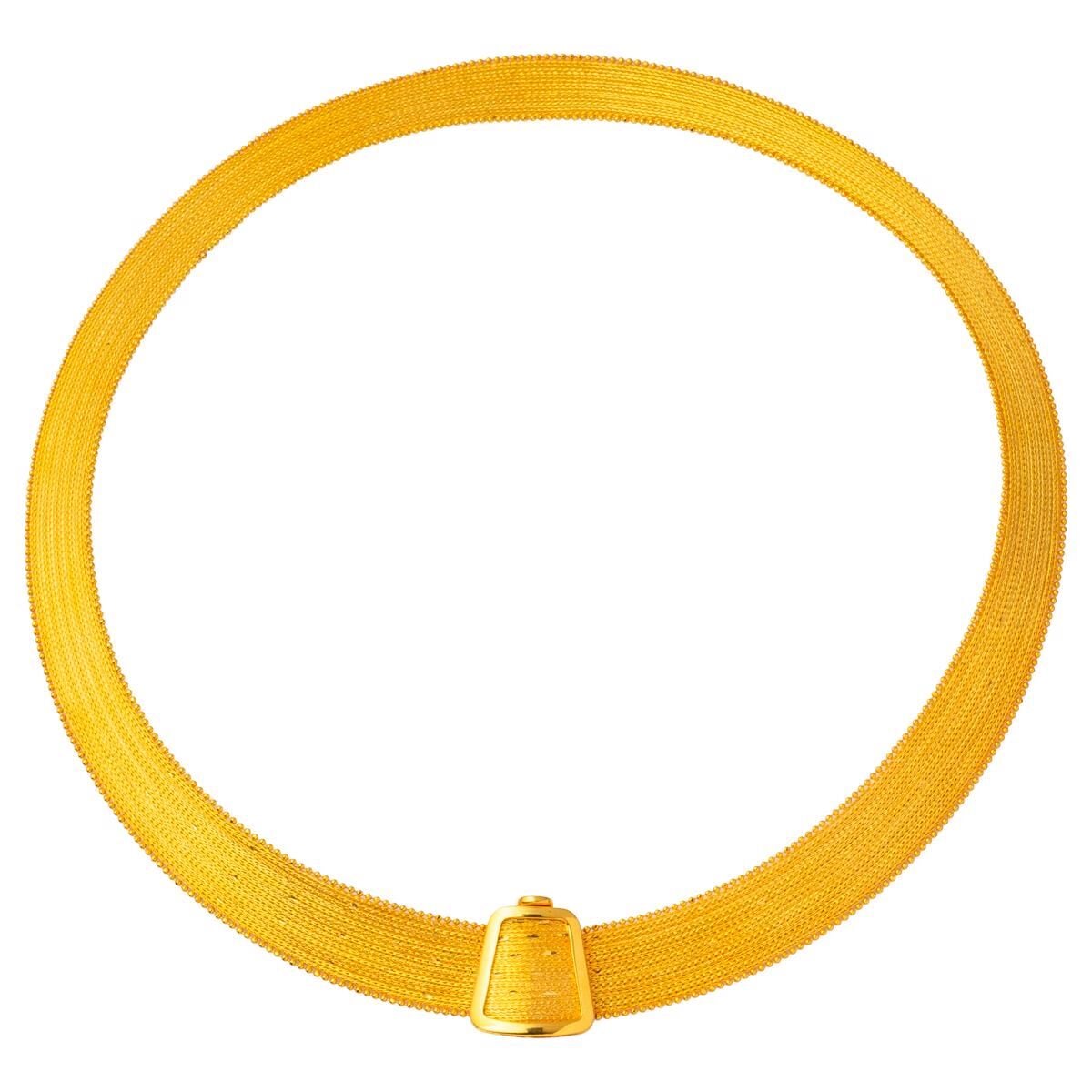 14K Yellow Gold Caucasian Mesh Collar Necklace