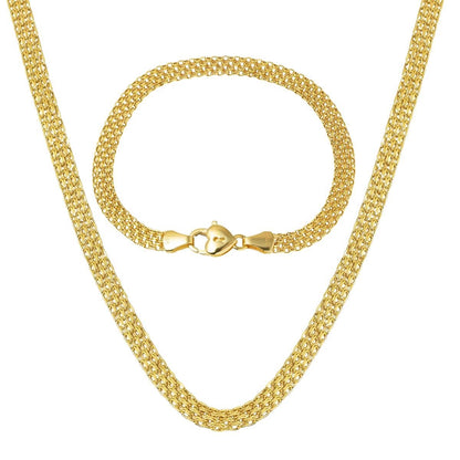 14K Yellow Gold Heart Lock Collar Necklace Bracelet Set