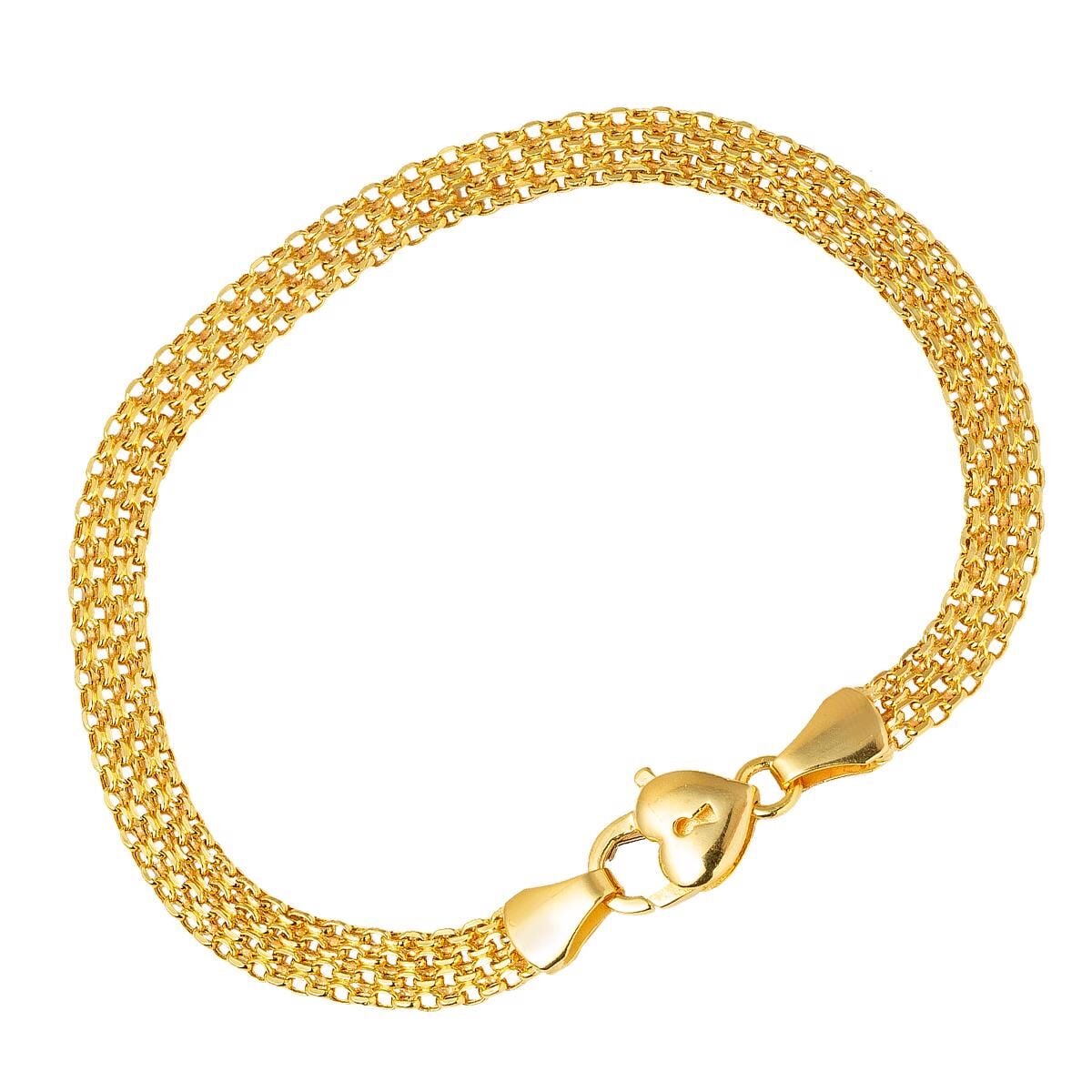 14K Yellow Gold Heart Lock Chain Bracelet