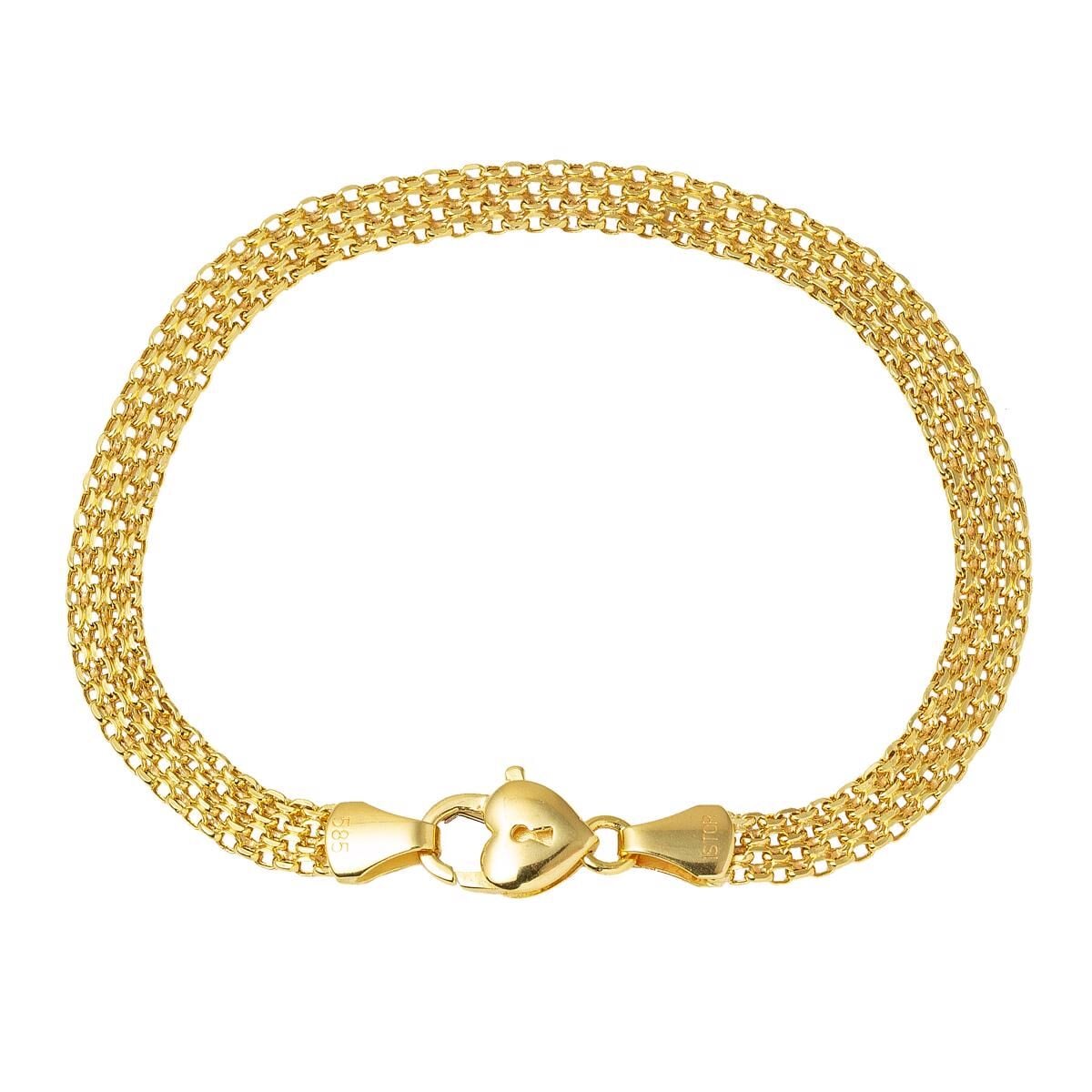 14K Yellow Gold Heart Lock Chain Bracelet