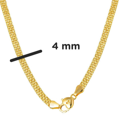 14K Yellow Gold Heart Lock Chain Collar Necklace