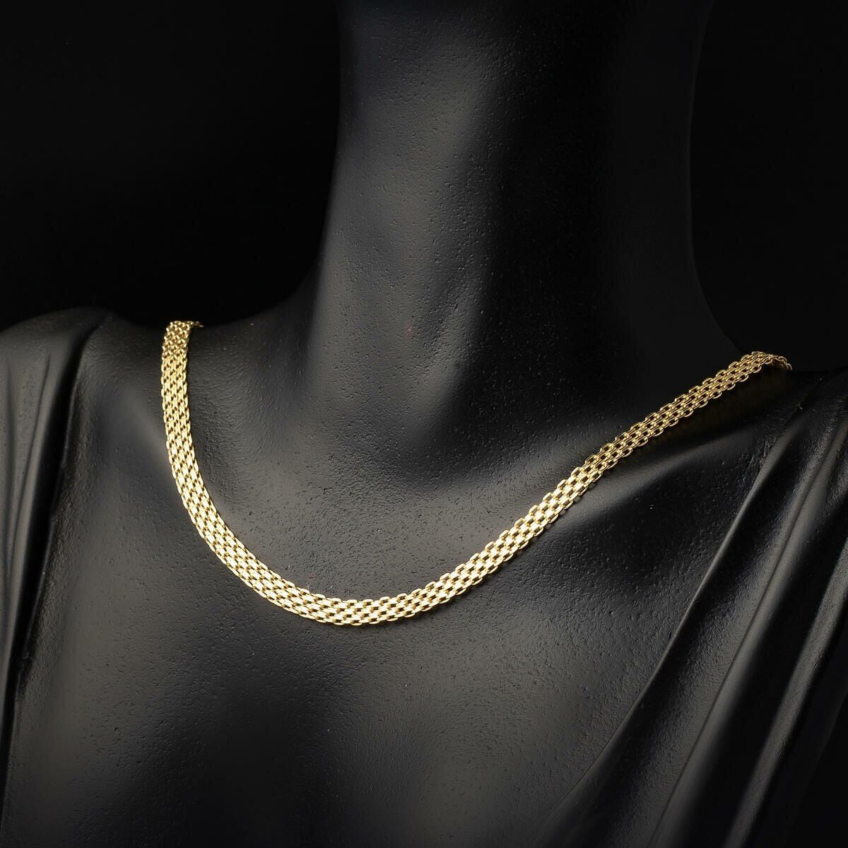 14K Yellow Gold Heart Lock Chain Collar Necklace