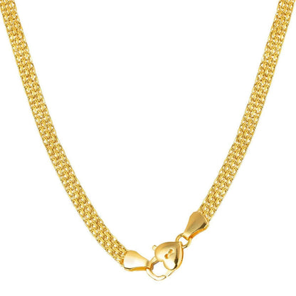 14K Yellow Gold Heart Lock Chain Collar Necklace