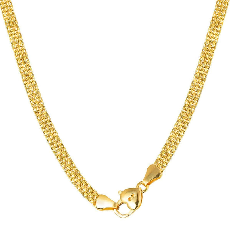 14K Yellow Gold Heart Lock Chain Collar Necklace