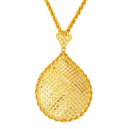 22K Yellow Gold Large Engraved Necklace