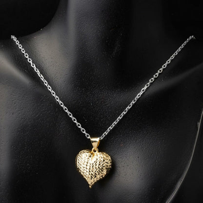 14K Gold Hand Engraved Heart Pendant