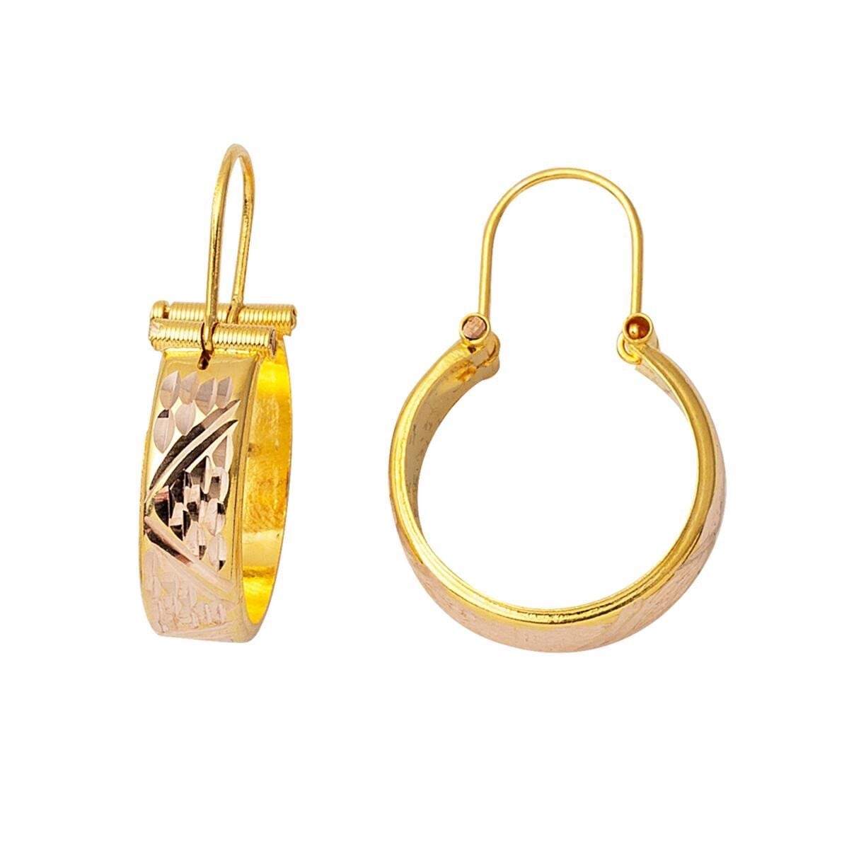 14K Yellow Gold Hand Engraved Aleppo Weave Earrings (2.5 g)
