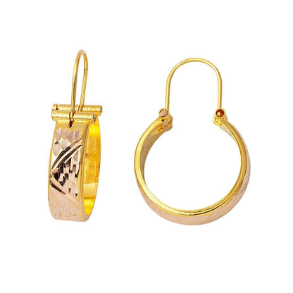 14K Yellow Gold Hand Engraved Aleppo Weave Earrings (2.5 g)