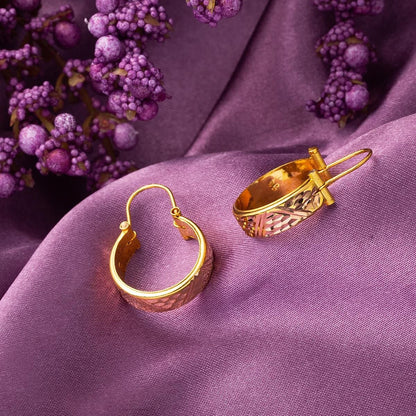 14K Yellow Gold Hand Engraved Aleppo Weave Earrings (2.5 g)