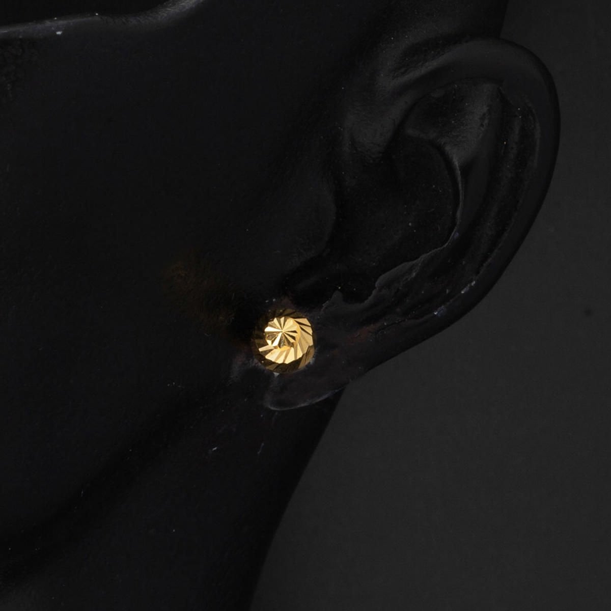 22K Yellow Gold Hand Engraved Ball Earrings 6 mm