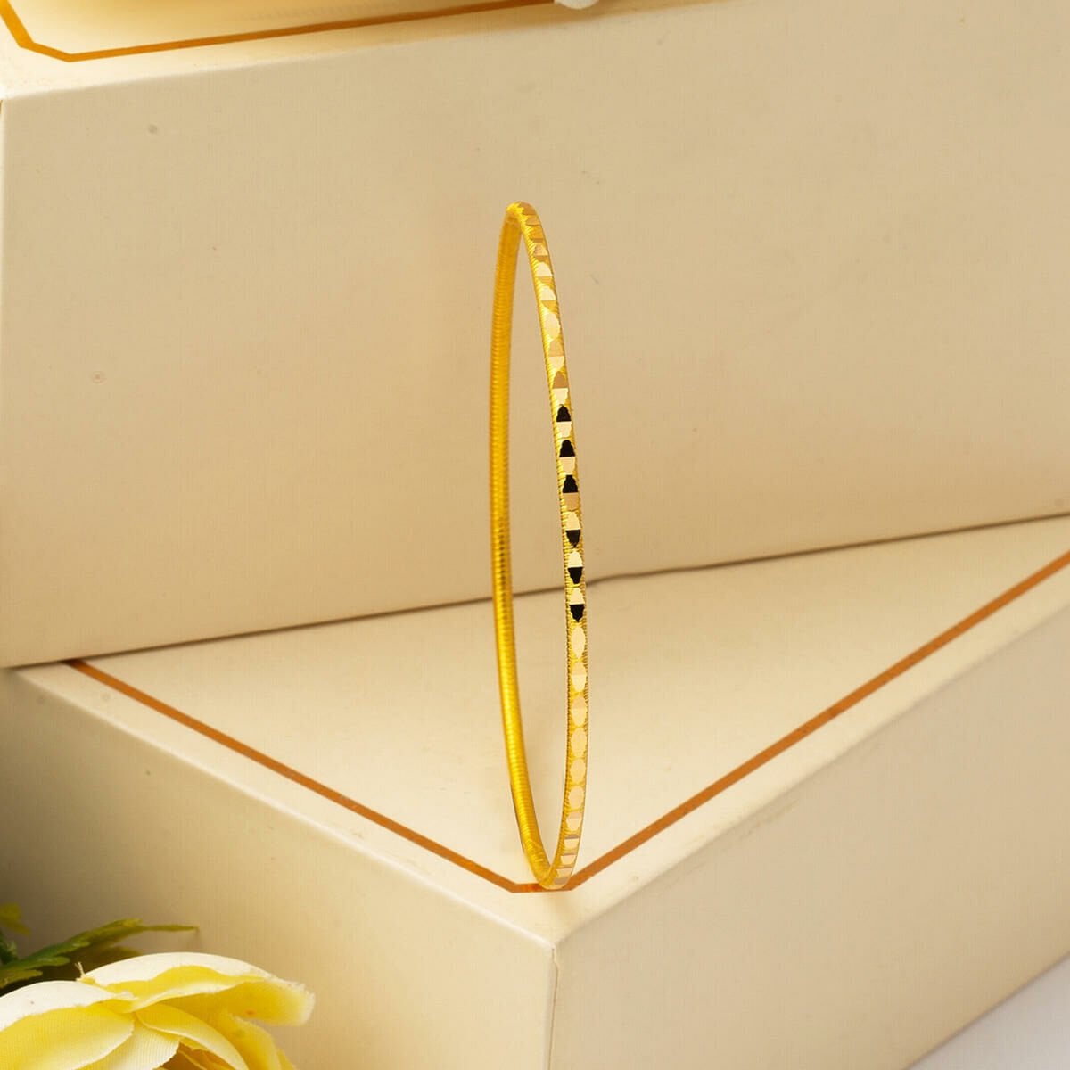 22K Yellow Gold Ajda Hand Engraved Bangle (22 g)