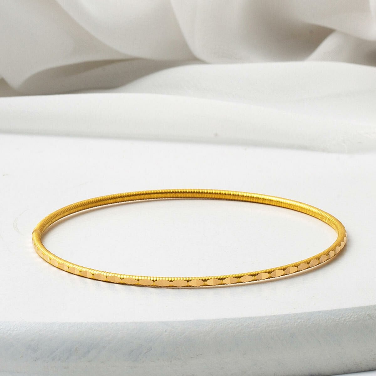 22K Yellow Gold Ajda Hand Engraved Bangle (22 g)