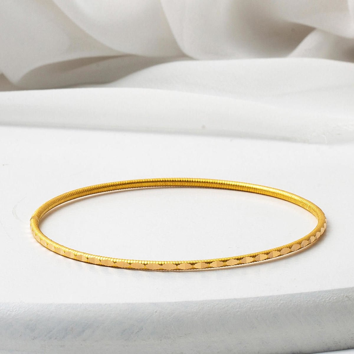14K Yellow Gold Ajda Hand Engraved Bangle