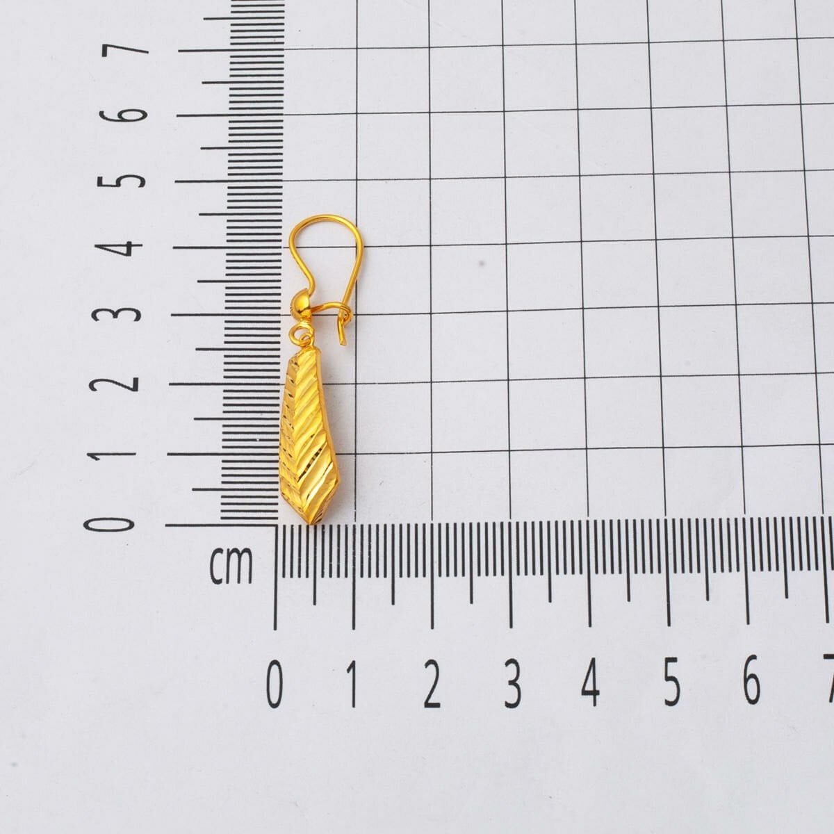 22K Yellow Gold Wheat Hand Engraved Dangle Earrings