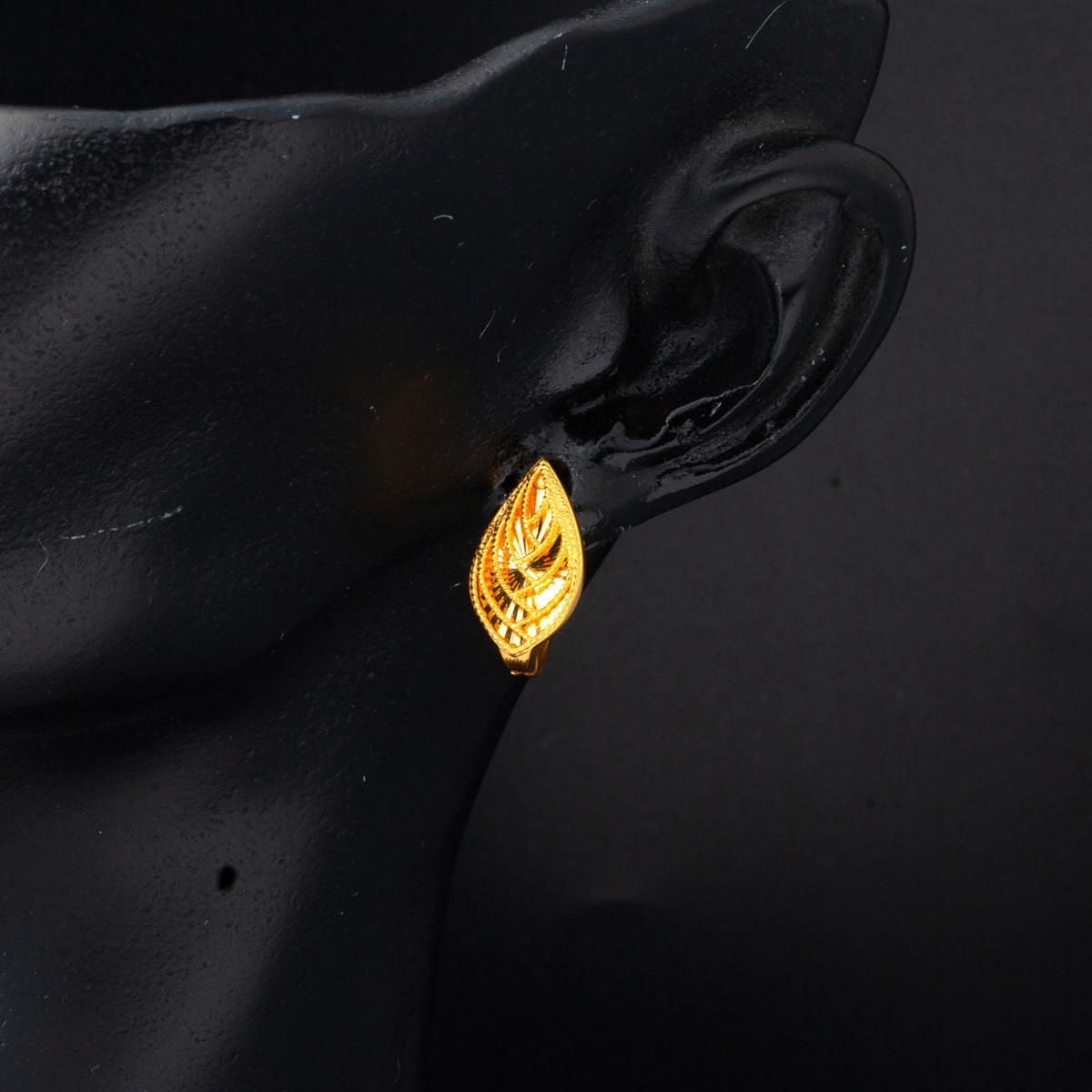 22K Yellow Gold Hand Engraved High Polish Earrings