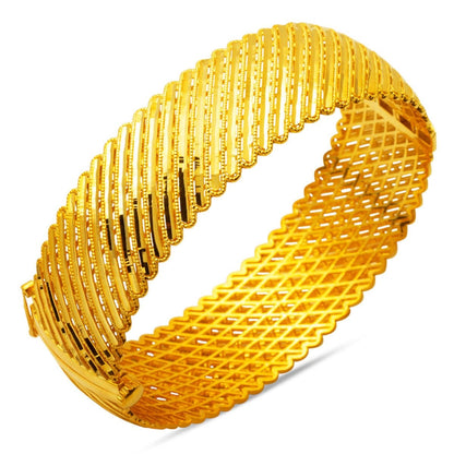 14K Yellow Gold Hand Engraved High Polish Hinged Cuff Bangle