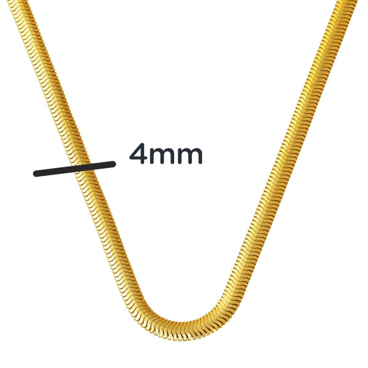 14K Yellow Gold Thick Herringbone Chain Necklace 60cm