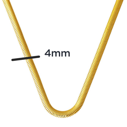 14K Yellow Gold Thick Herringbone Chain Necklace 60cm