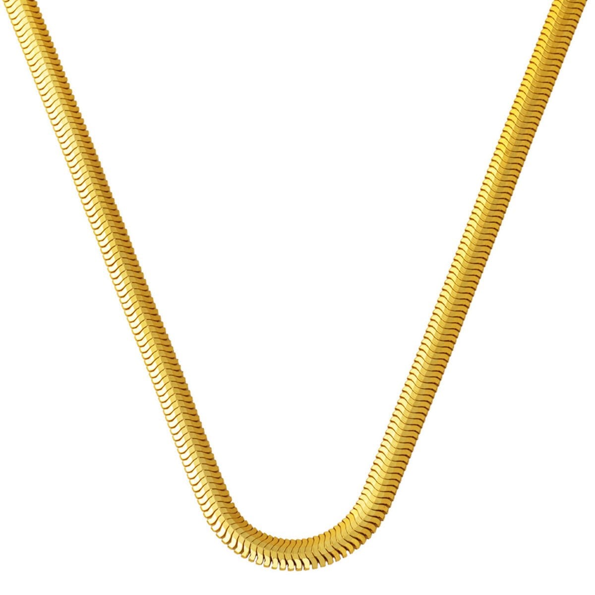 14K Yellow Gold Thick Herringbone Chain Necklace 60cm