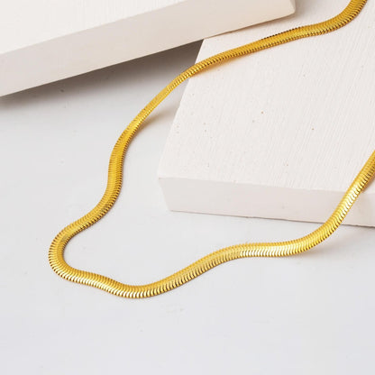 14K Yellow Gold Thick Herringbone Chain Necklace 60cm