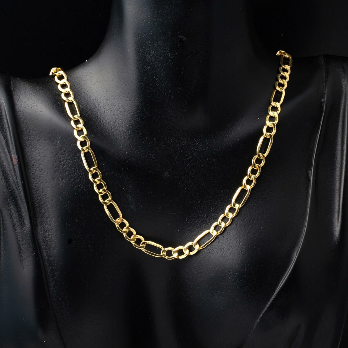14K Yellow Gold Thick Figaro Chain Necklace 50 cm