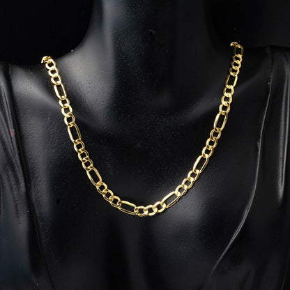 14K Yellow Gold Thick Figaro Chain Necklace 50 cm
