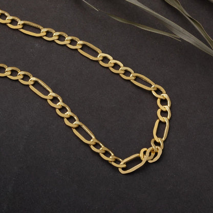 14K Yellow Gold Thick Figaro Chain Necklace 50 cm