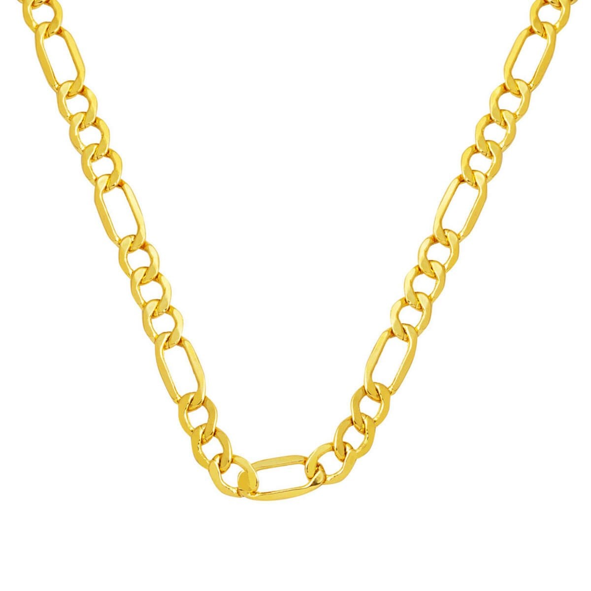 14K Yellow Gold Thick Figaro Chain Necklace 50 cm