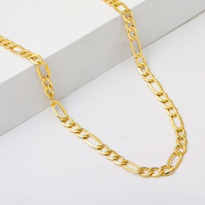 14K Yellow Gold Thick Figaro Chain Necklace 50 cm