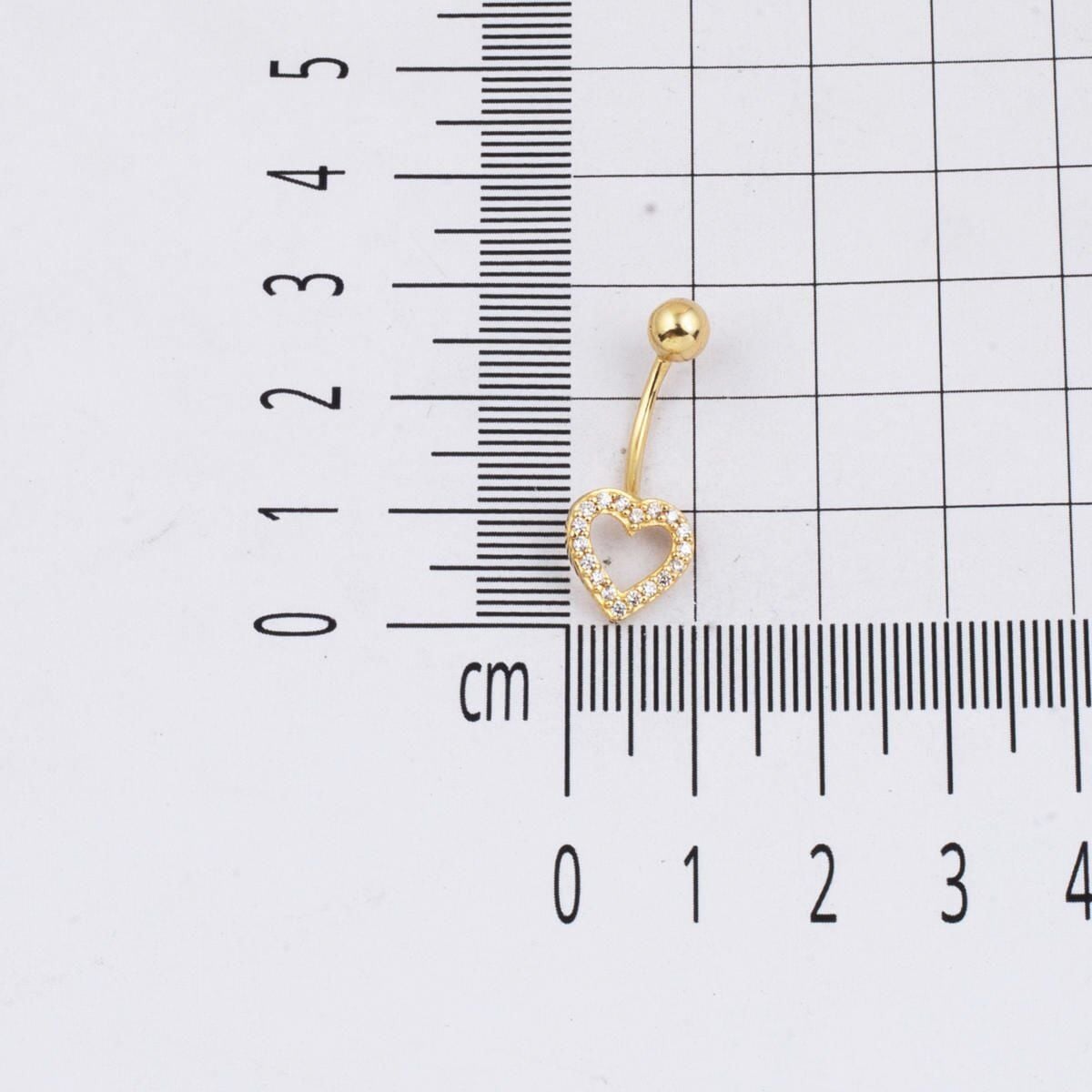 14K Yellow Gold Heart Cubic Zirconia Women's Belly Piercing