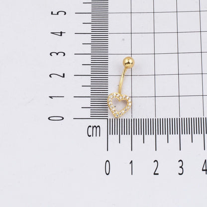 14K Yellow Gold Heart Cubic Zirconia Women's Belly Piercing