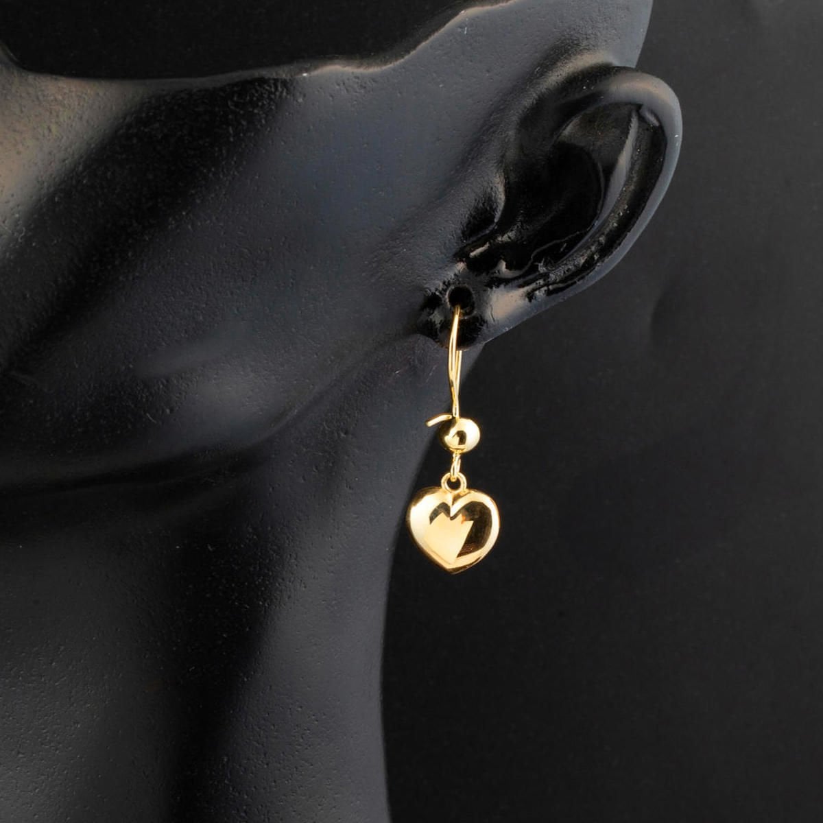 22K Yellow Gold Heart Dangle Earrings