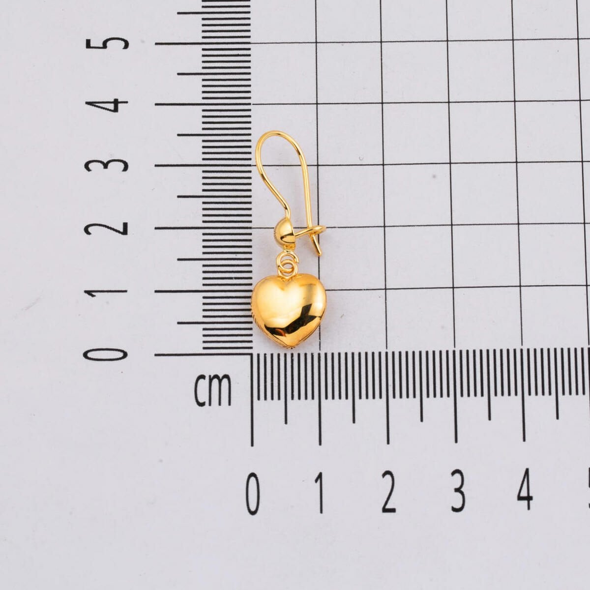 22K Yellow Gold Heart Dangle Earrings