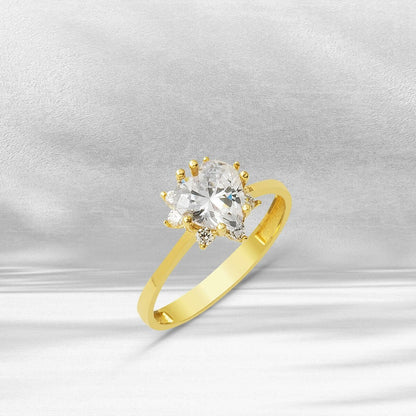 14K Yellow Gold Heart Solitaire Cubic Zirconia Ring