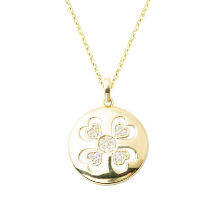 14K Yellow Gold Hearts Cubic Zirconia Necklace (2.36 g)