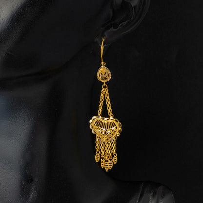 14K Yellow Gold Heart Indian Style Earrings