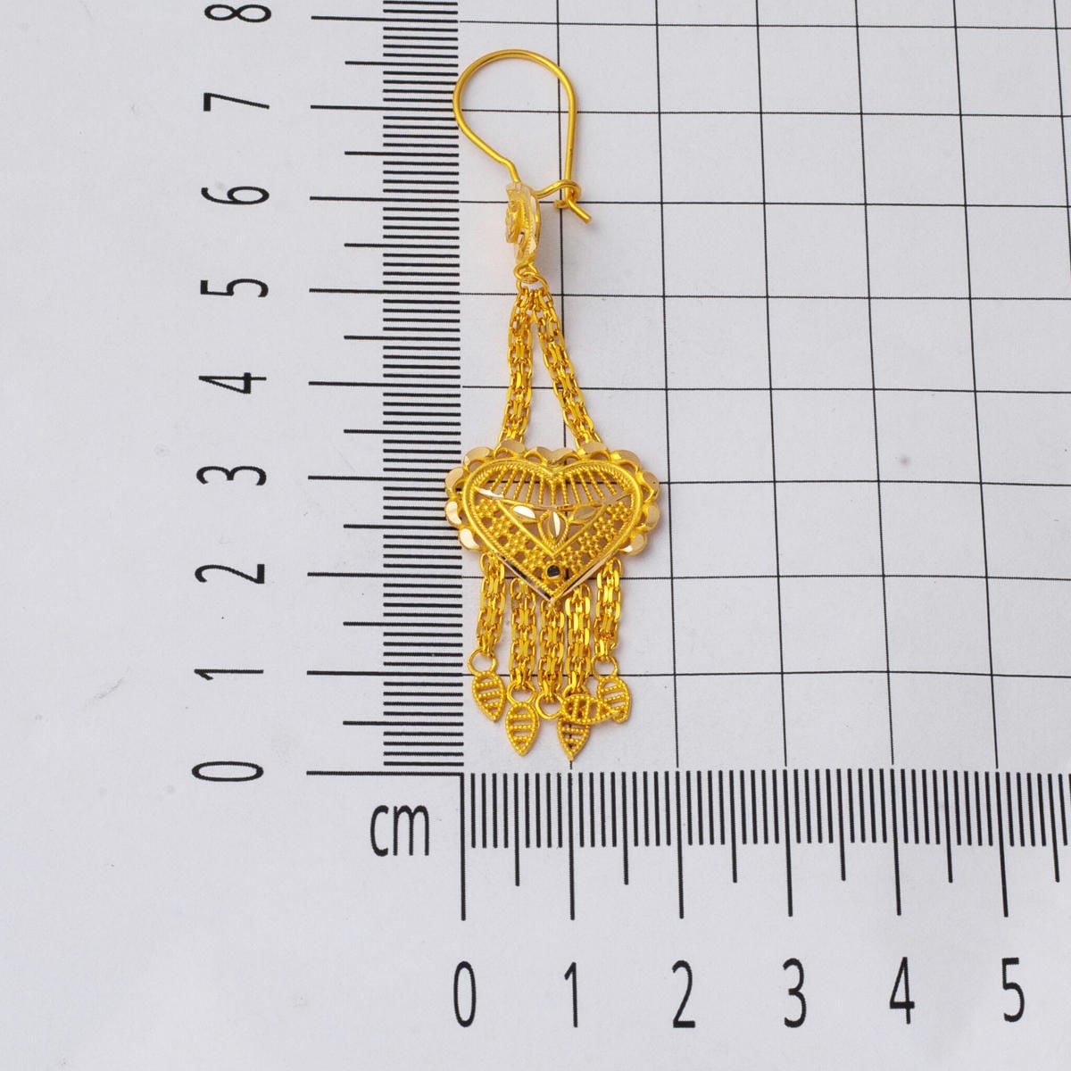 14K Yellow Gold Heart Indian Style Earrings