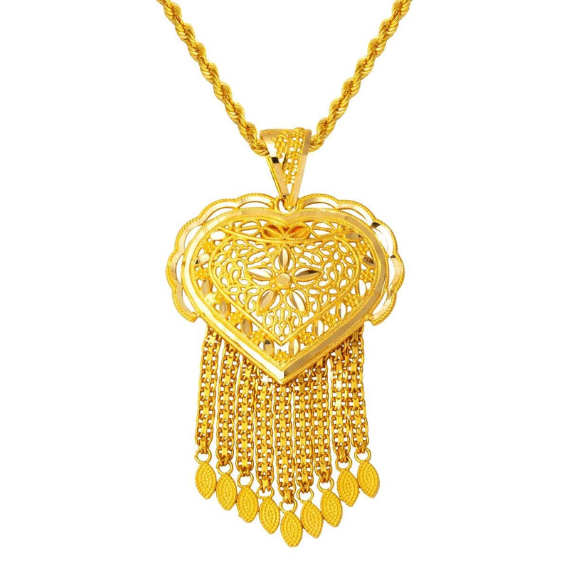 14K Yellow Gold Heart Indian Style Necklace