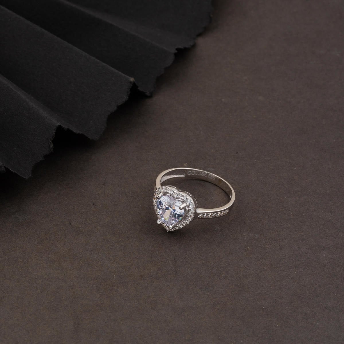 14K White Gold Heart Solitaire Cubic Zirconia Ring