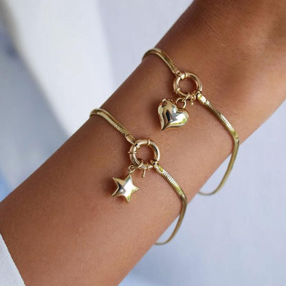 14K Yellow Gold Heart Chain Jewelry Set