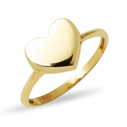 14K Yellow Gold Heart Pinky Ring