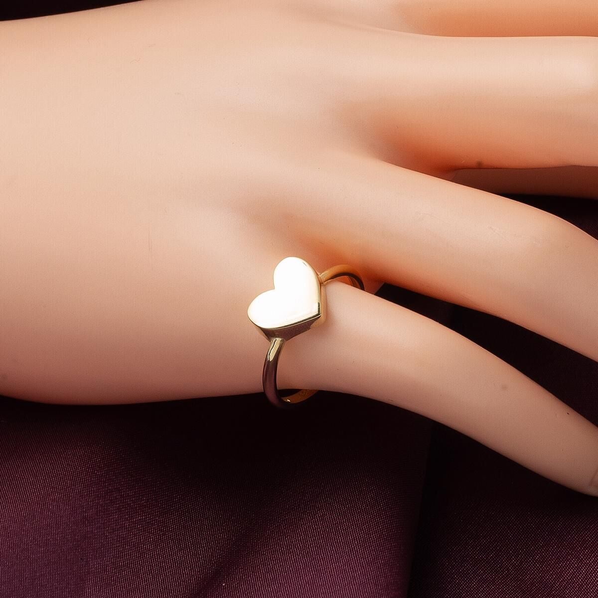 14K Yellow Gold Heart Pinky Ring