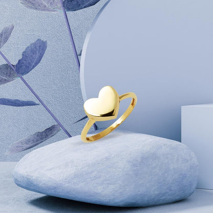 14K Yellow Gold Heart Pinky Ring