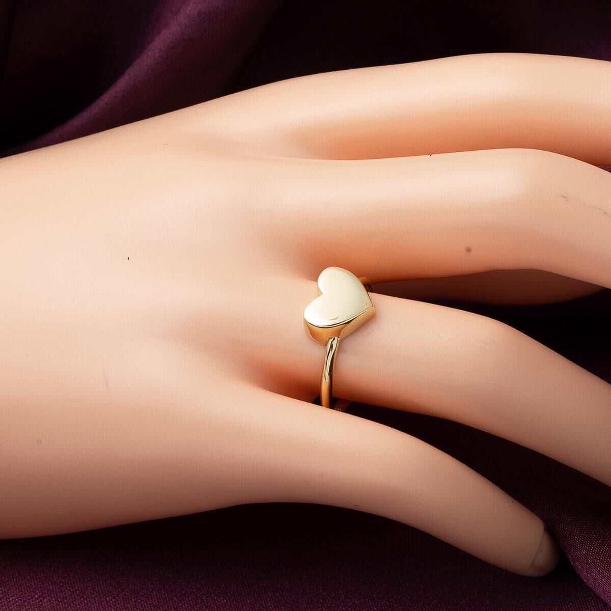 14K Yellow Gold Heart Pinky Ring