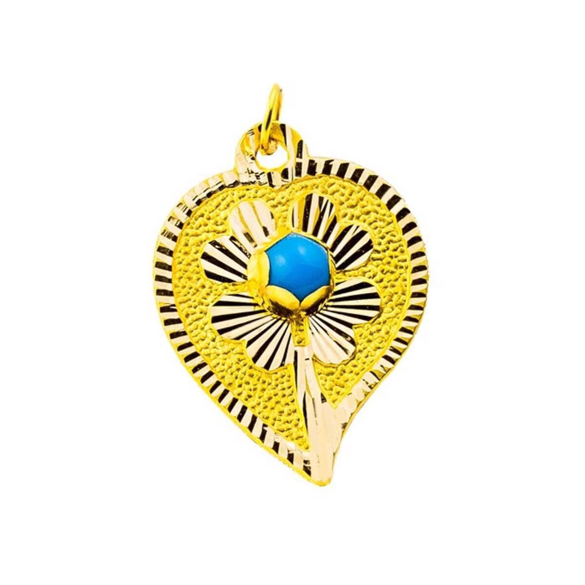 14K Yellow Gold Heart Beaded Mashallah Bead Charm
