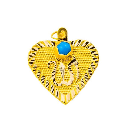 14K Yellow Gold Heart Beaded Mashallah Bead Charm