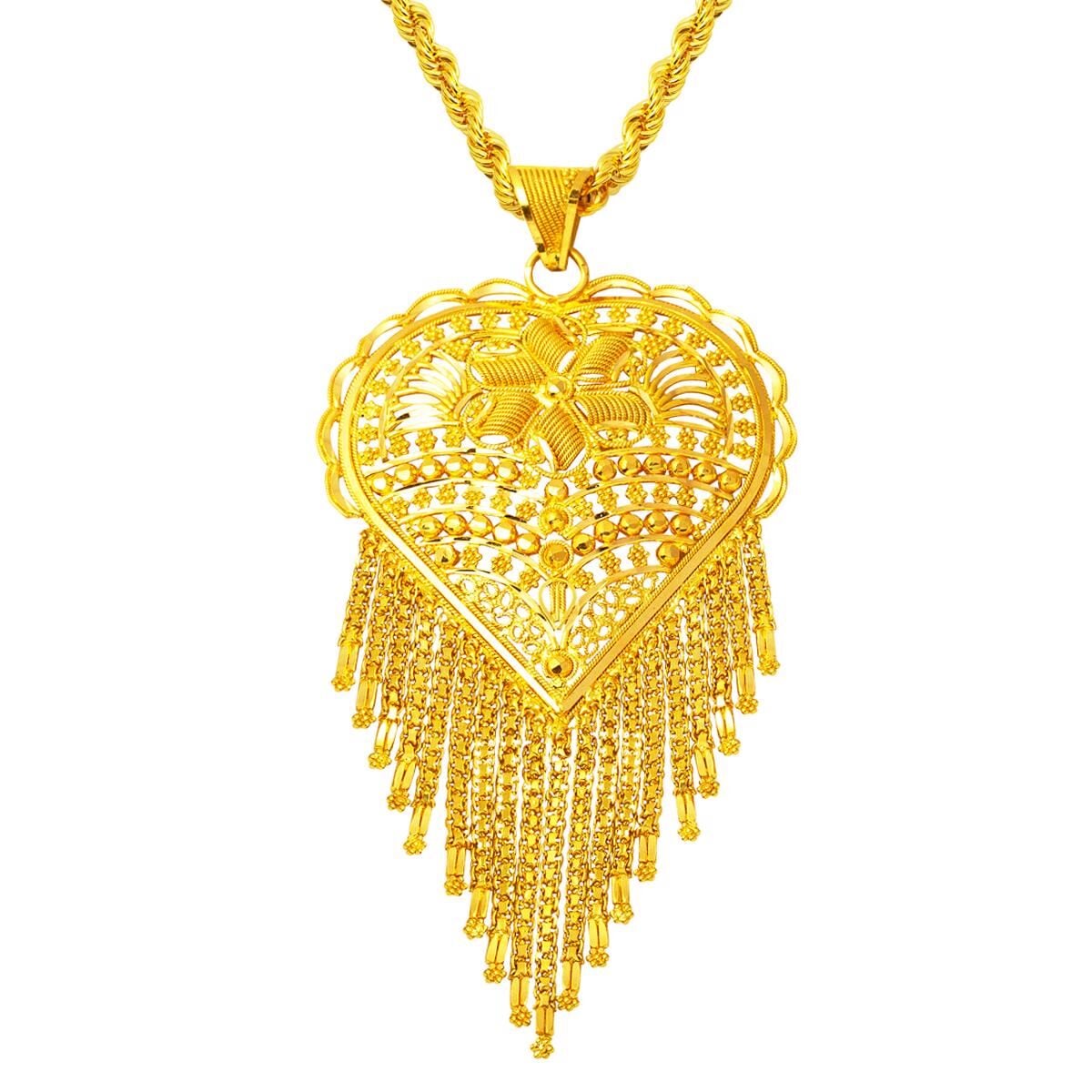 22K Yellow Gold Heart Indian Style Necklace (25.75 g)