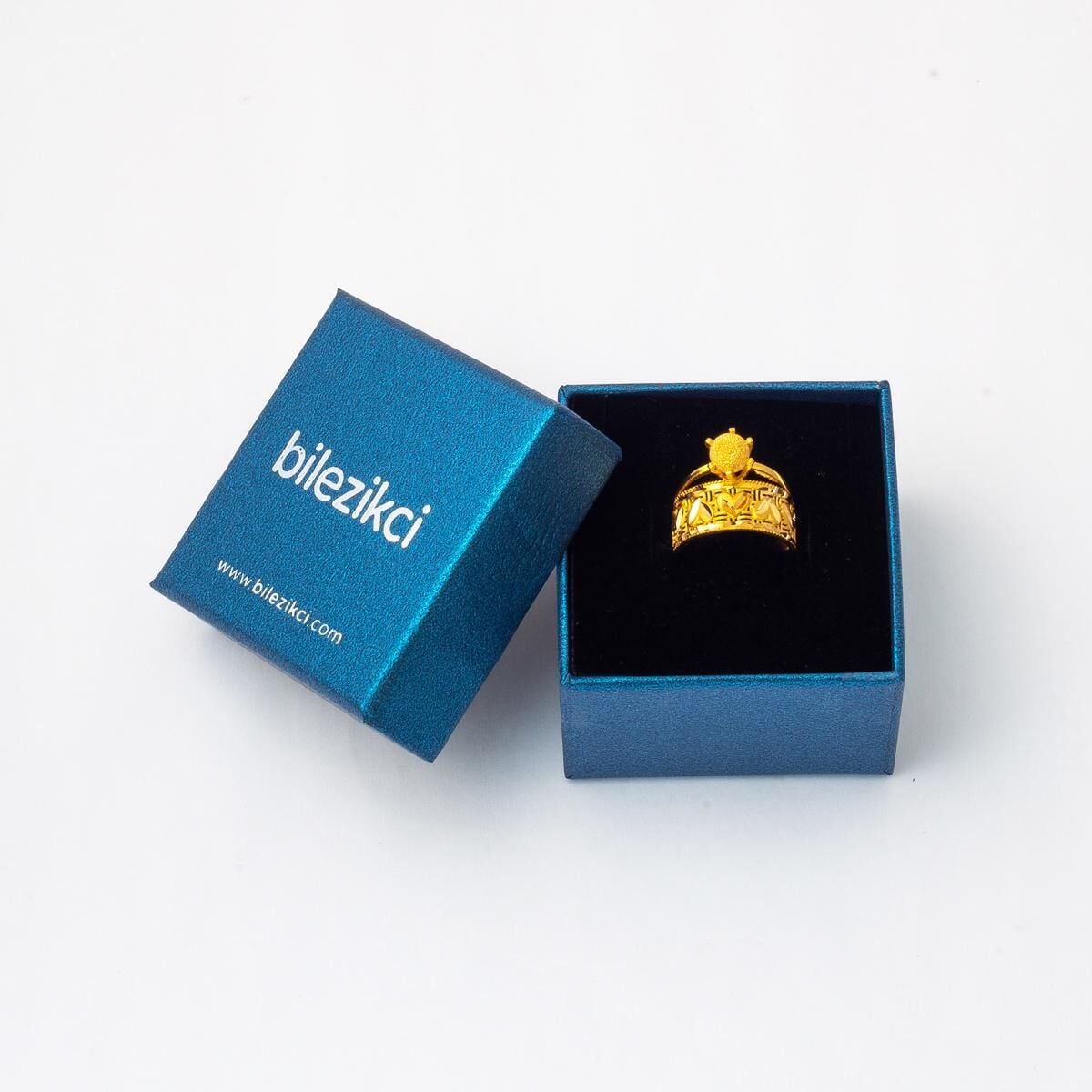 22K Yellow Gold Heart Ball Ring