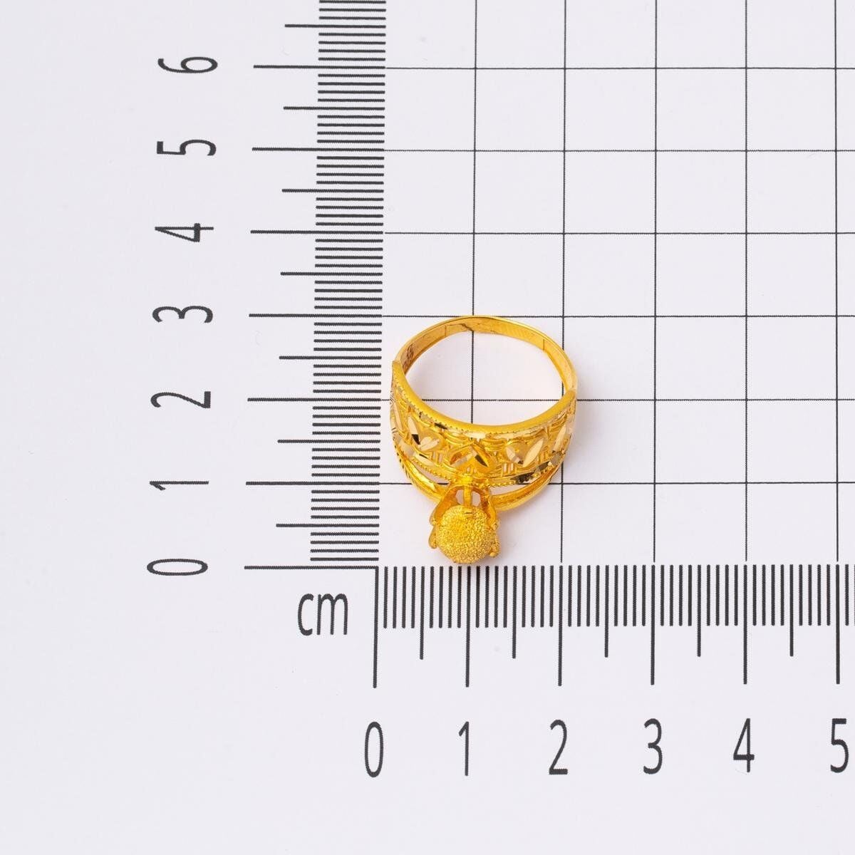 22K Yellow Gold Heart Ball Ring